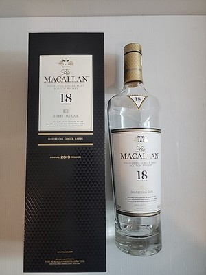 The Macallan 18 yr old Sherry Oak Cask EMPTY Bottle w/ Box 2019 Release