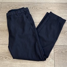 Hugo Boss Mens Wool Flat Front Dress Pants Blue Pattern 34x30 Fits Like 32