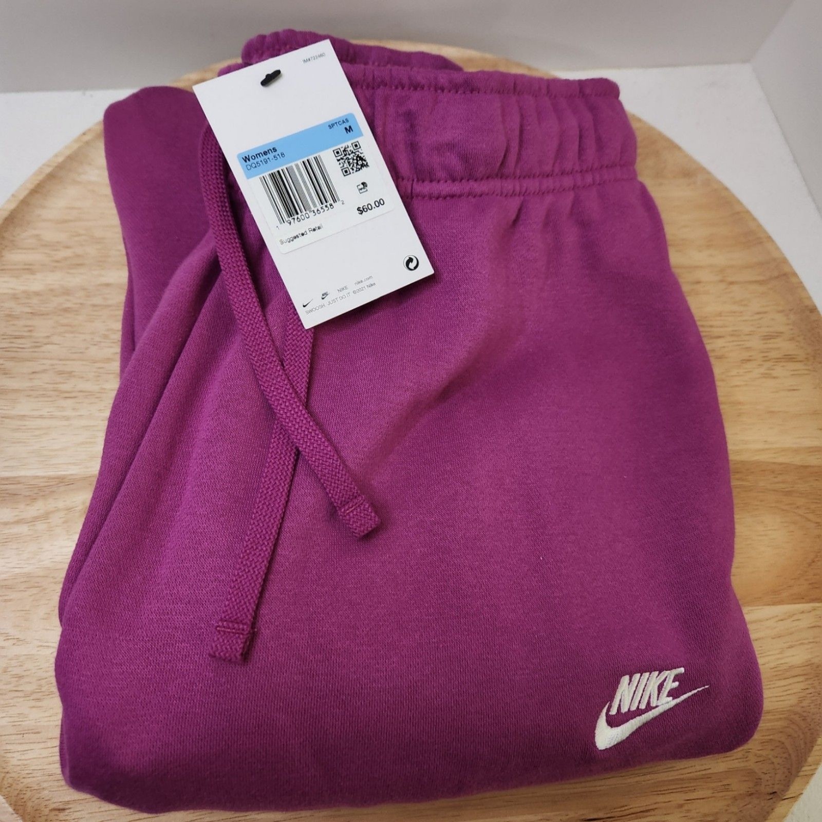 Nike Womens Fleece Joggers Mid-Rise Medium Hot Fuchsia Unworn