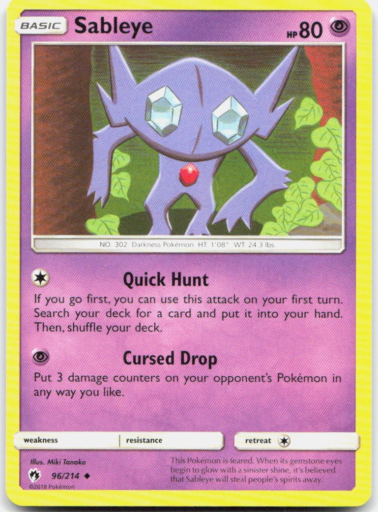 Sableye 96/214 Uncommon Lost Thunder Pokemon LP