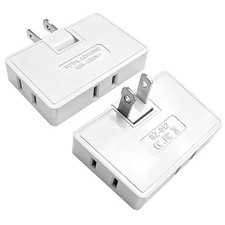 2 Pack Folding Outlet Splitter Swivel White Plug