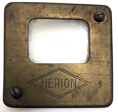 Blende Herion alt Messing Maschinen Anzeigeblende Abdeckung Sammler SCHROTT