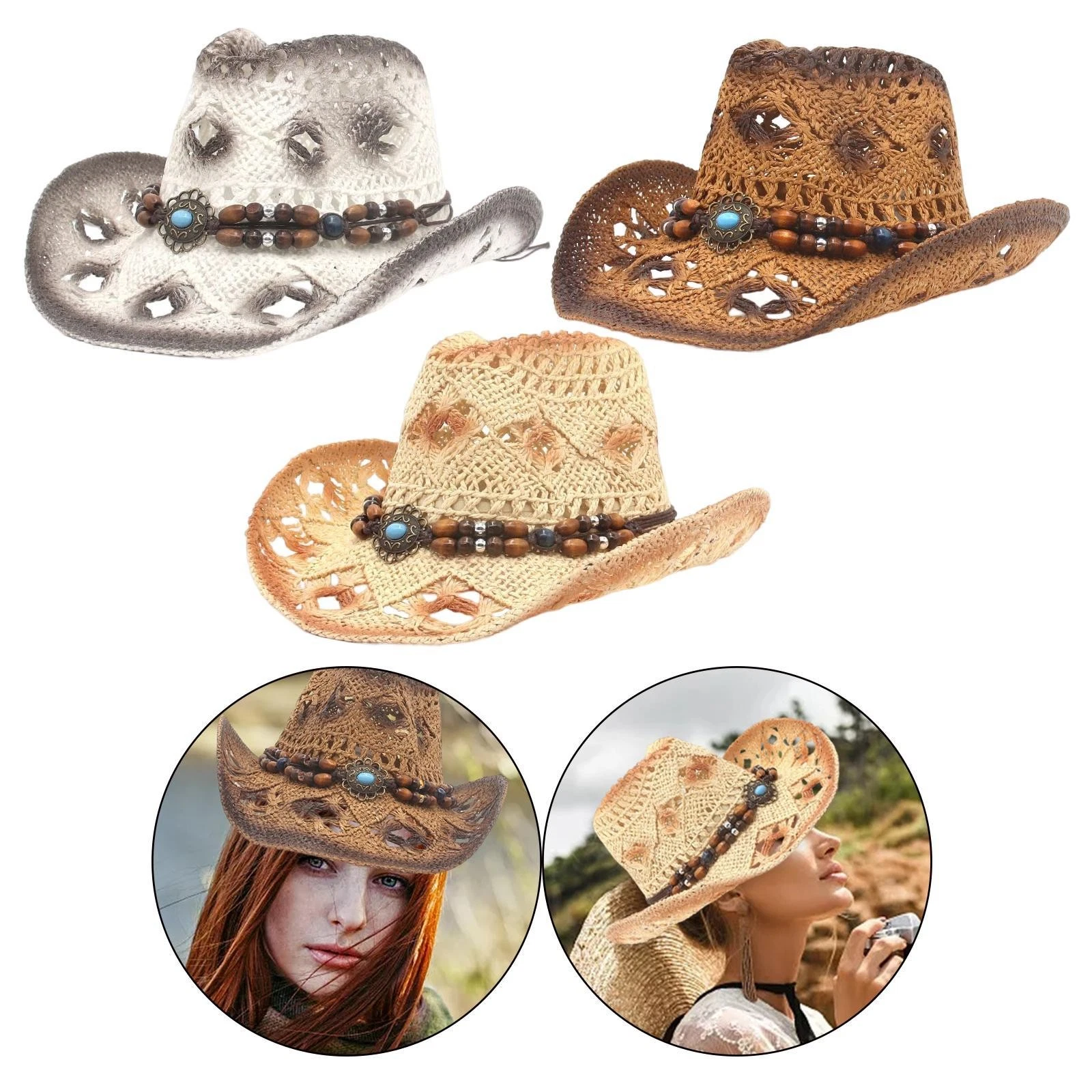 Straw Cowboy Hat, Couple Hat Shapeable, Hat Vintage, Cowgirl Hats, for Women Men