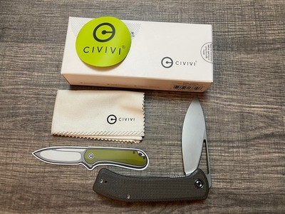 Civivi Riffle Folding Knife, Drop Point Blade, Dark Green Micarta Handles C2024C