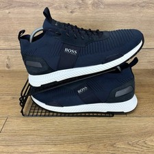 Hugo Boss Shoes Mens Size UK 12 Titanium Runn Navy Blue Knitt Trainer EU 46