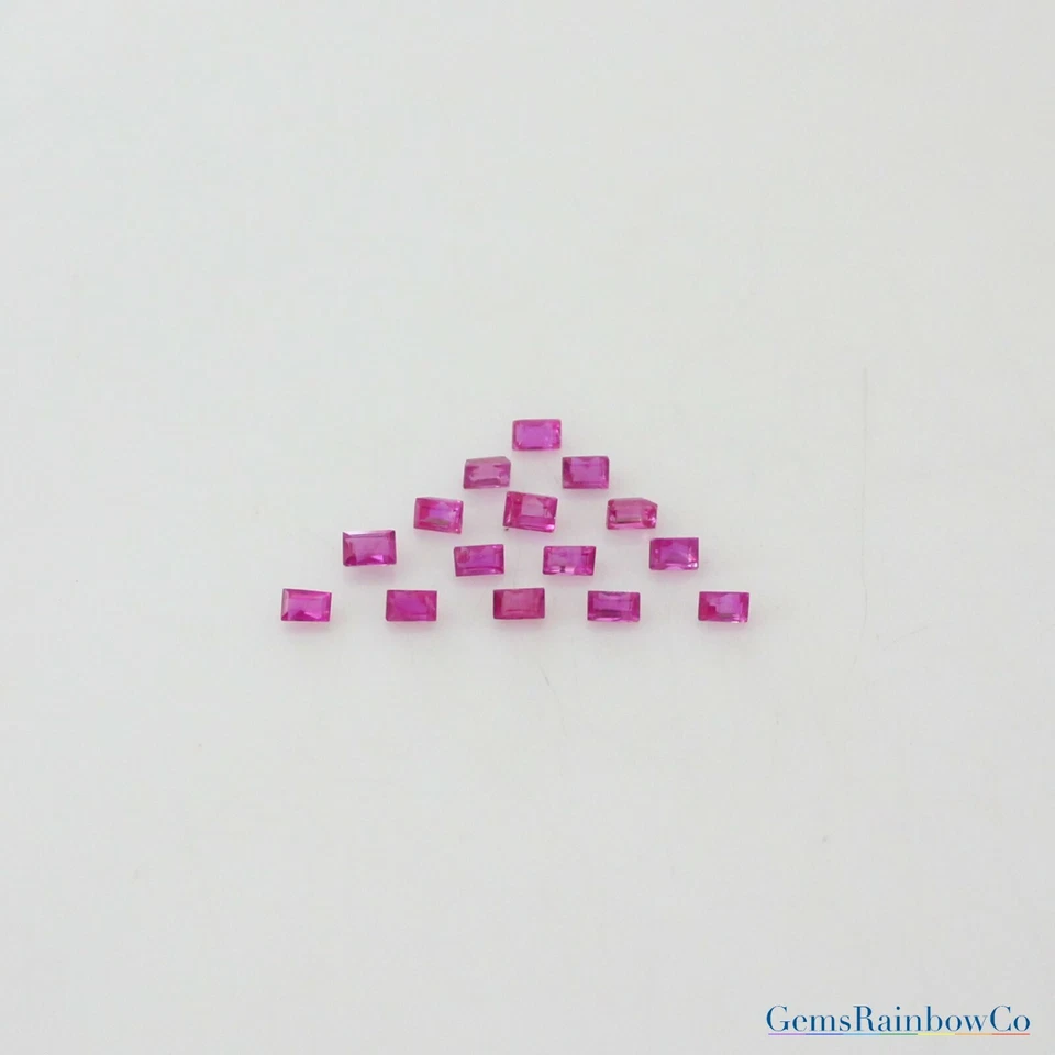 Baguette Rubí Natural 2.5x2mm y 3x2mm Piedras Preciosas Sueltas Facetadas Calidad AA Foto 2 de 4