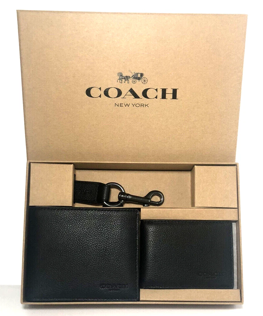 Förderaktion NWT Coach Boxed 1 Black In eBay Gift Set | 64118 3 Wallet