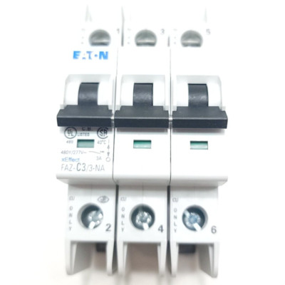 Eaton FAZ-C3/3-NA 3A 3P 277/480V 48VDC 10 kAIC C-Curve UL 489