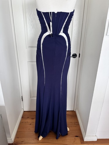 Rose Noir Navy/Silver Evening Gown - Size 8 - Brand NEW - Free Postage - Picture 6 of 8
