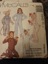 Vintage McCall's Kids Unisex Animal Costume Pattern 4945 Size 2 Uncut/FF