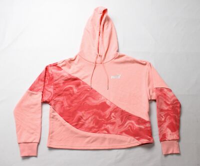 Puma Women's Power Cat Marbleized Pullover Hoodie AR8 Peach Smoothie Small