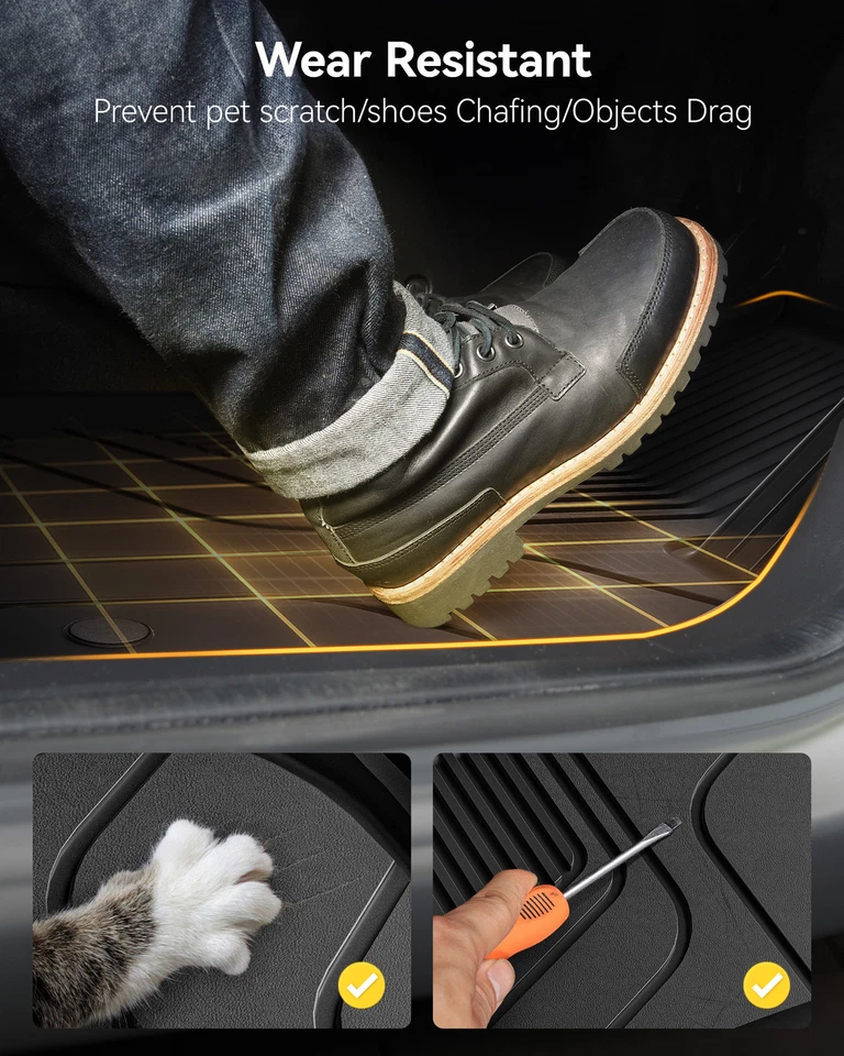 3W Tesla Model Y Floor Mats & Boot Liner For 2021-2024 All Weather Tailored Fit - Image 3 of 4