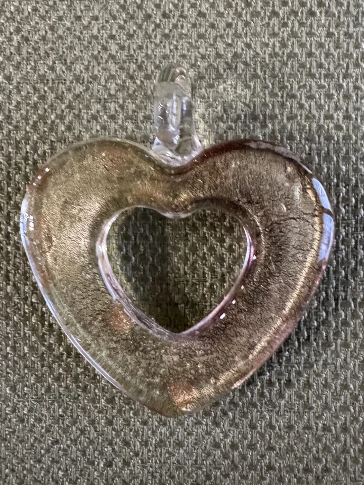 Colgante Corazón Murano Oro Rosa Blanco 2 Pulgadas Foto 2 de 4