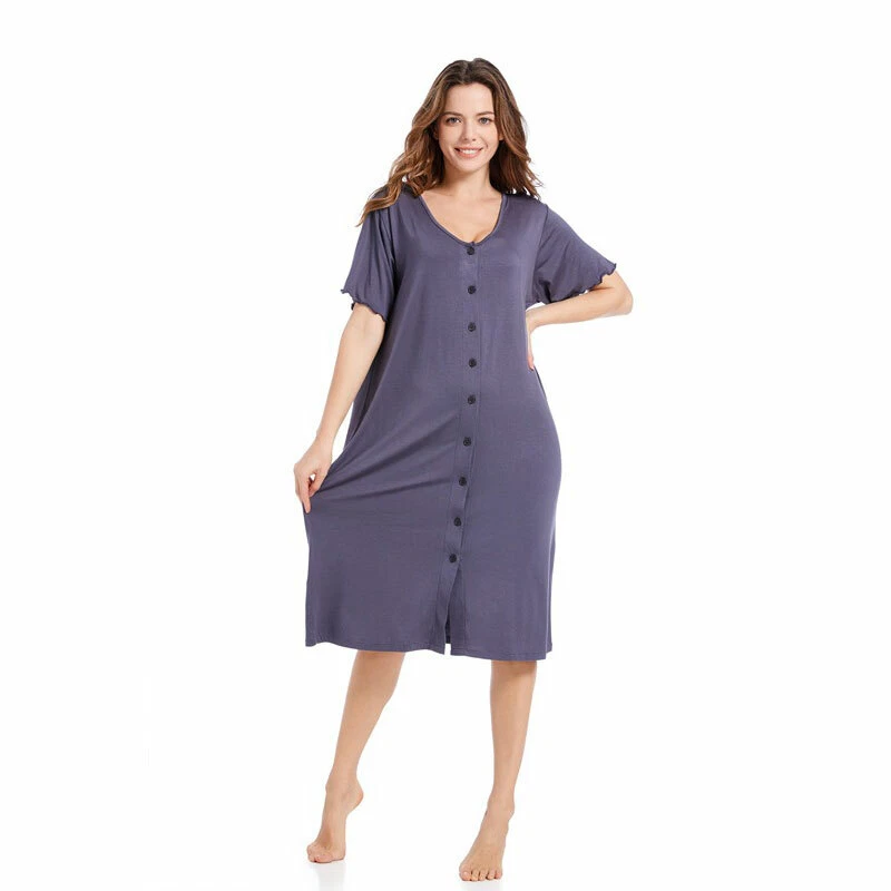 Casual Nights Women's Modal Cotton Short Sleeve Nightgown Sleep Shirt Dress Gown - Image 4 of 4