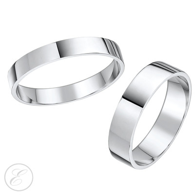 Palladium 3 mm & 5 mm flache Hof Eheringe His & Hers Bänder gepunzt 950