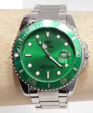 Unworn Extree Green Watch with Date and Rotating Bezel on 8.75" Stainless Band