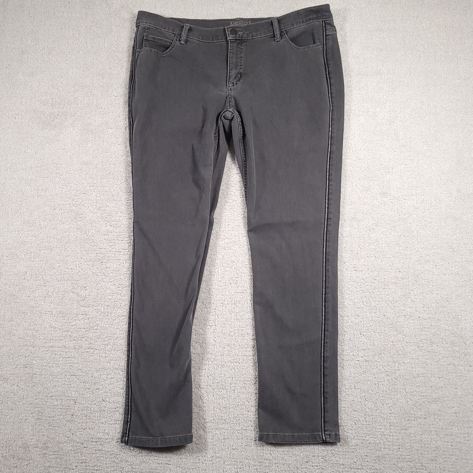 Vtg Lee Jeans Kansas City Denim Co Women's 16M Medium Gray Straight Leg