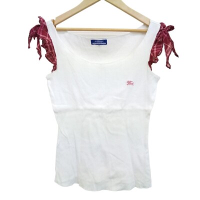 Burberry Blue Label Tops 38 Nova Check Sleeveless White Authentic Women's 