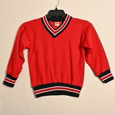 Vintage Russell Athletic Scarlet Red V-neck Sweatshirt Youth M - 2 - 4049