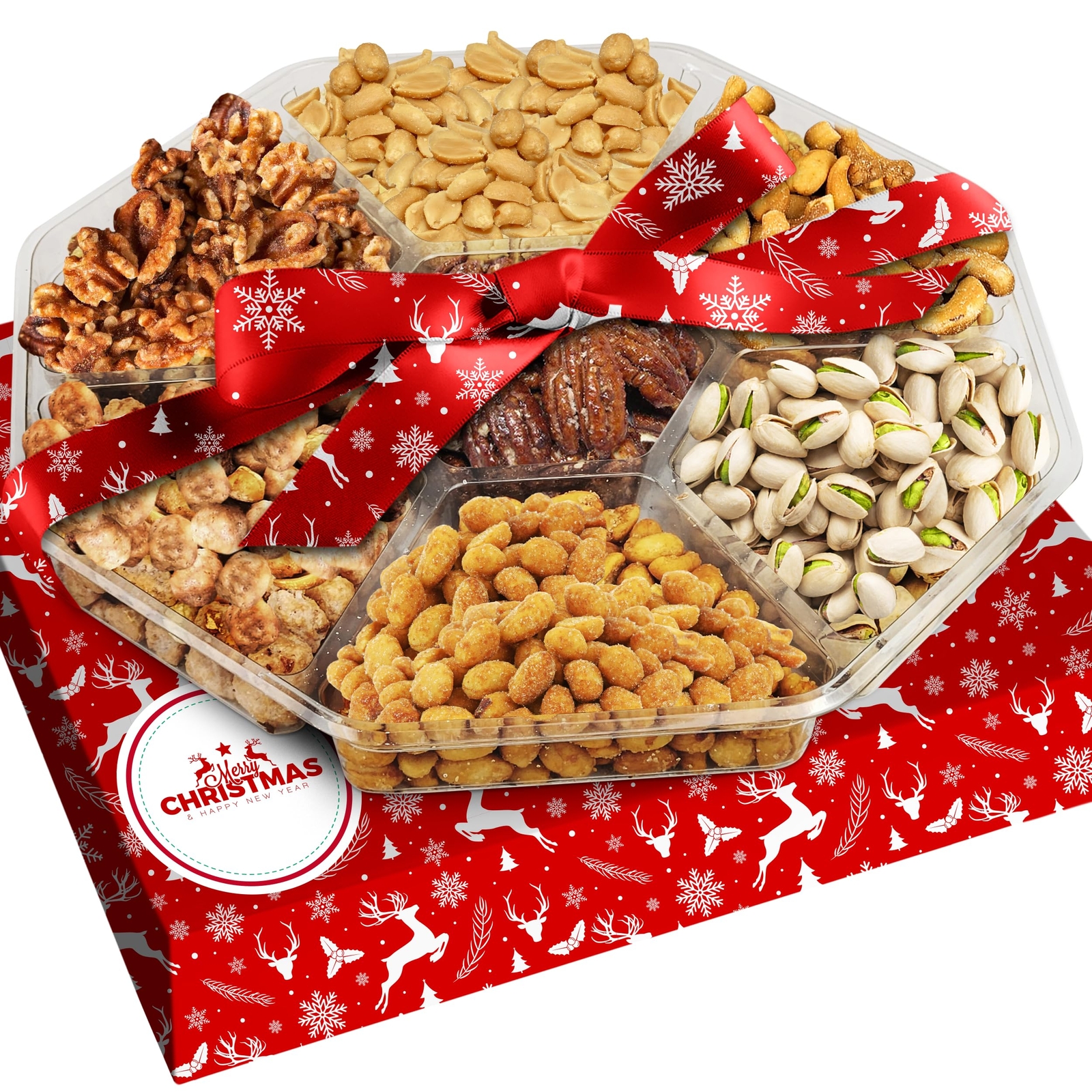 Christmas Nuts Gift Basket for Holiday Season, Premium Mixed Nut Assortment G...