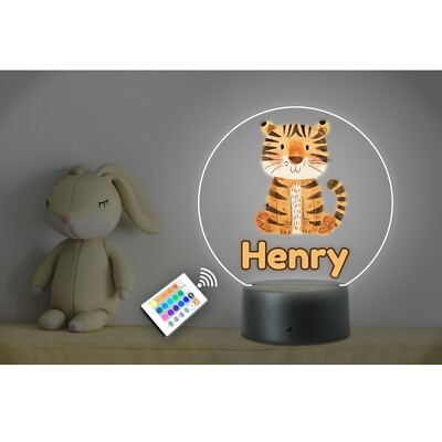 Personalisiertes Kinder Tier Name Tiger LED Neon Nachtlicht. Kinderzimmer Schlafzimmer Fernbedienung