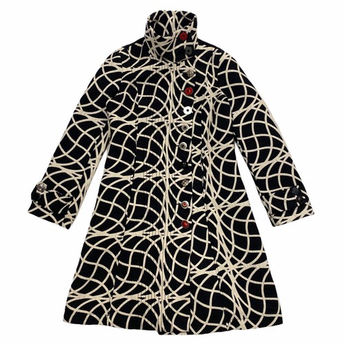 Desigual abrigo largo para mujer Estampado | Negro Blanco Abrigo De  Diseñador Vintage Vintage | eBay