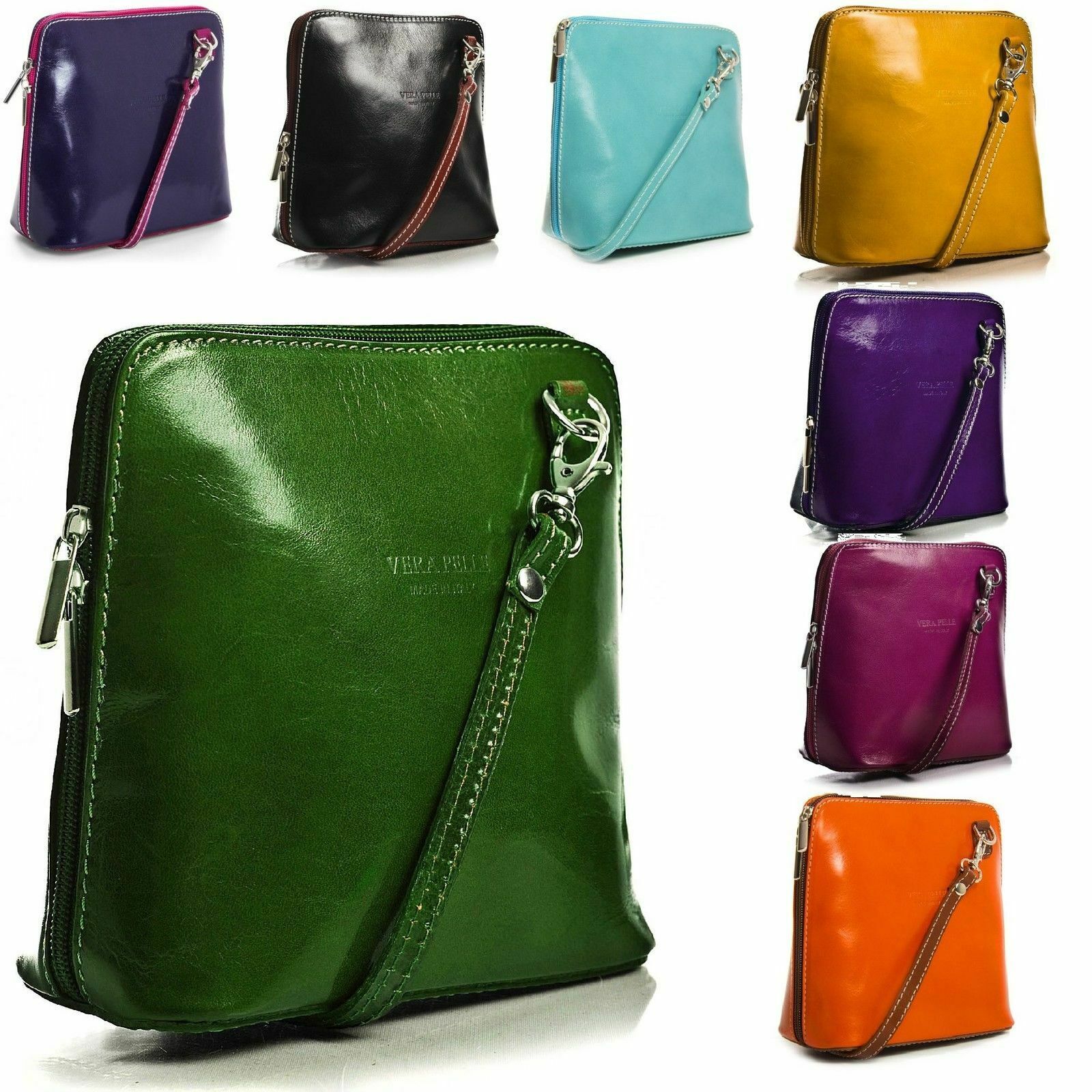 Vera Pelle Cross Body Bags for Women Genuine Italian Leather Shoulder