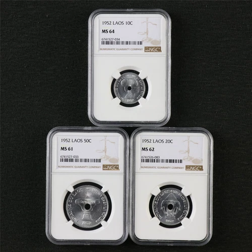 1952 Laos 10-50 C NGC MS 61/62/64 3PCS
