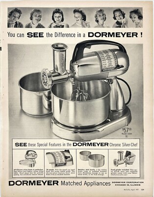 Dormeyer Silver Chef Stand Mixer Model 4300 Vtg Advertising Magazine Ad 1957