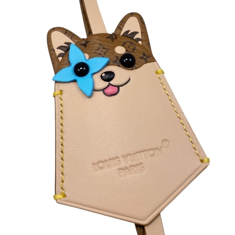 Louis Vuitton LV Dog Bag Charm M02323 creme brown calf leather