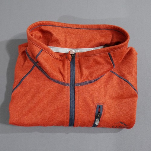 LL Bean Bean's Quick Dry Trail Tee 1/4 Zip Orange Shirt Slightly Fitted Mens Med - Picture 12 of 14