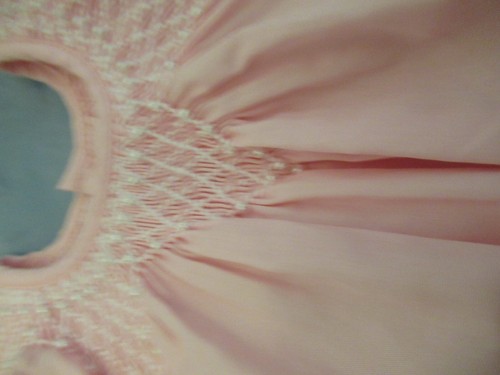 G) Girls Hand Smocked Pink 6 Month Dress Pearls Mom & Me - Picture 12 of 13