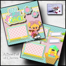 ONE CUTE CHICK 2 premade scrapbook pages EASTER paper piecing GIRL  CHERRY 0060