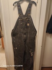 Carhartt MEN'S BIB OVERALL RELAXED FIT DUCK Size 38 X 30 Black