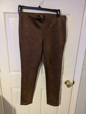 Chaps women's brown stretch faux suede skinny leg pants, size large