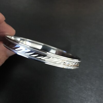 QVC Steel by Design Stainless Steel Signed GM Silver Bangle