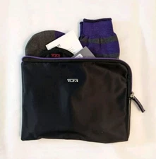 TUMI Amenity Travel Toiletry Bag Case Kit Delta First Class Black Purple