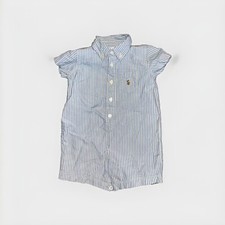 Ralph Lauren Baby Boys Oxford Shortall Romper Size 6 Months Striped Blue Golf