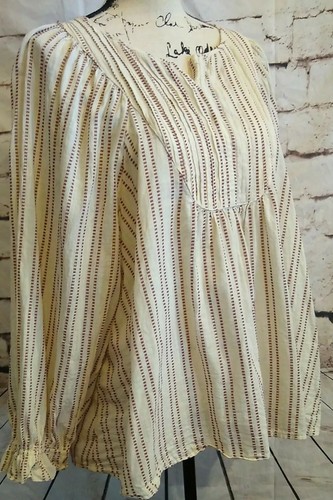 Neutrale leichte Puffärmel Gr. XL Bluse braun beige Bauernoberteil Prärie
