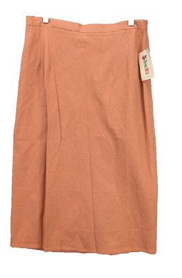 Dress Mill Linen Rayon Spring Summer Skirt Zip Back Slit Lined Classic L NWT