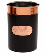 VINTAGE STYLE BLACK AND COPPER UTENSIL POT CUTLERY STORAGE TIN KICTEHNILIA NEW