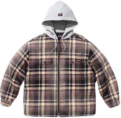 Supreme x Dickies Plaid Hooded Zip Up Shirt ('Black'), Size S