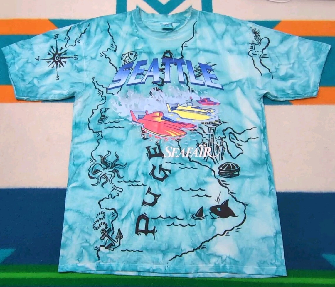 Vintage Seafair Seattle Shirt Hydroplanes Boating All Over Print Kingdome 94' XL