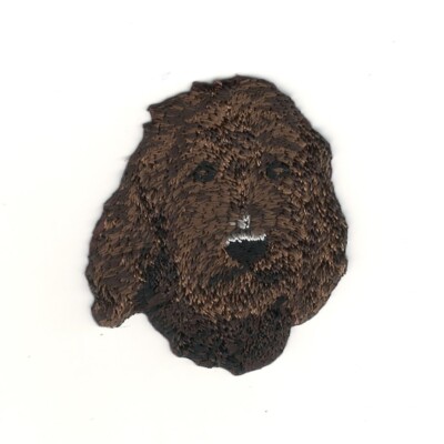 Golden Doodle Patch Dark Brown Dog Portrait Embroidered Iron on Sew on Cut out