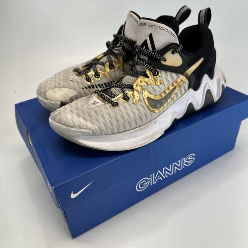 Nike Giannis Immortality Basketball Shoes White Gold Black CZ4099-100 Mens Sz 10