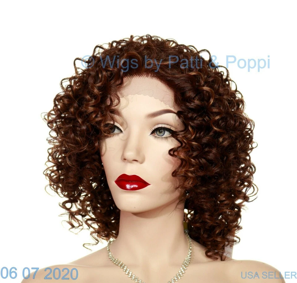 Peluca roja mediana rizada frontal de encaje color P4.27.30 sexy estilo caliente vendedor de EE. UU. 1405 Foto 2 de 4