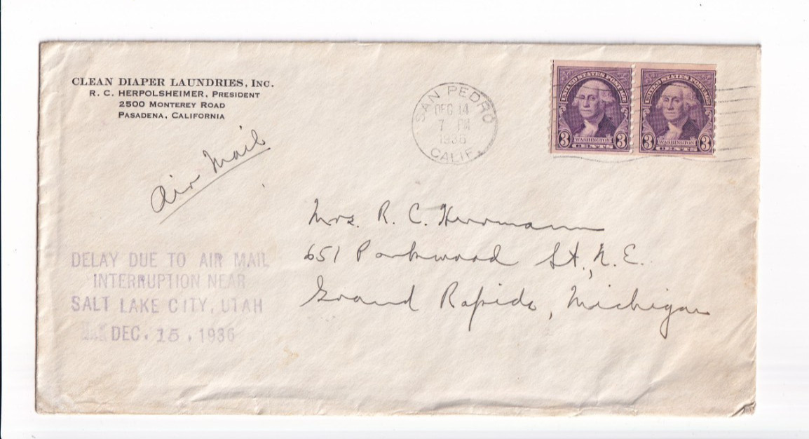 1936 San Pedro, Ca to Grand Rapids, Mi Crash Cover Salt Lake City, 15 (63260)