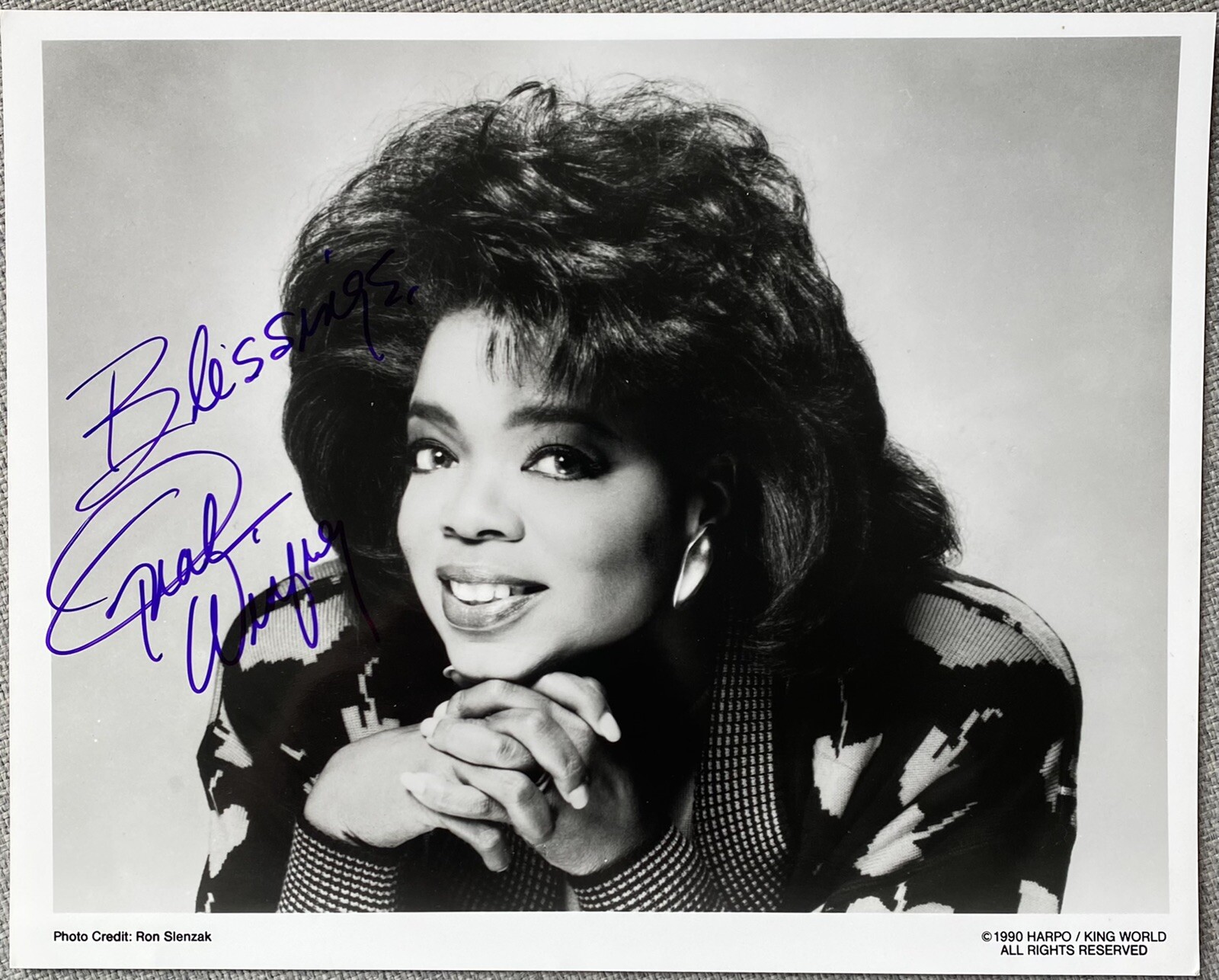 Oprah Winfrey Signed In Person 8x10 B&W Promo Photo - Authentic