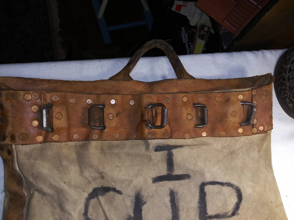 Antique Railway Canvas Leather Mail Bag