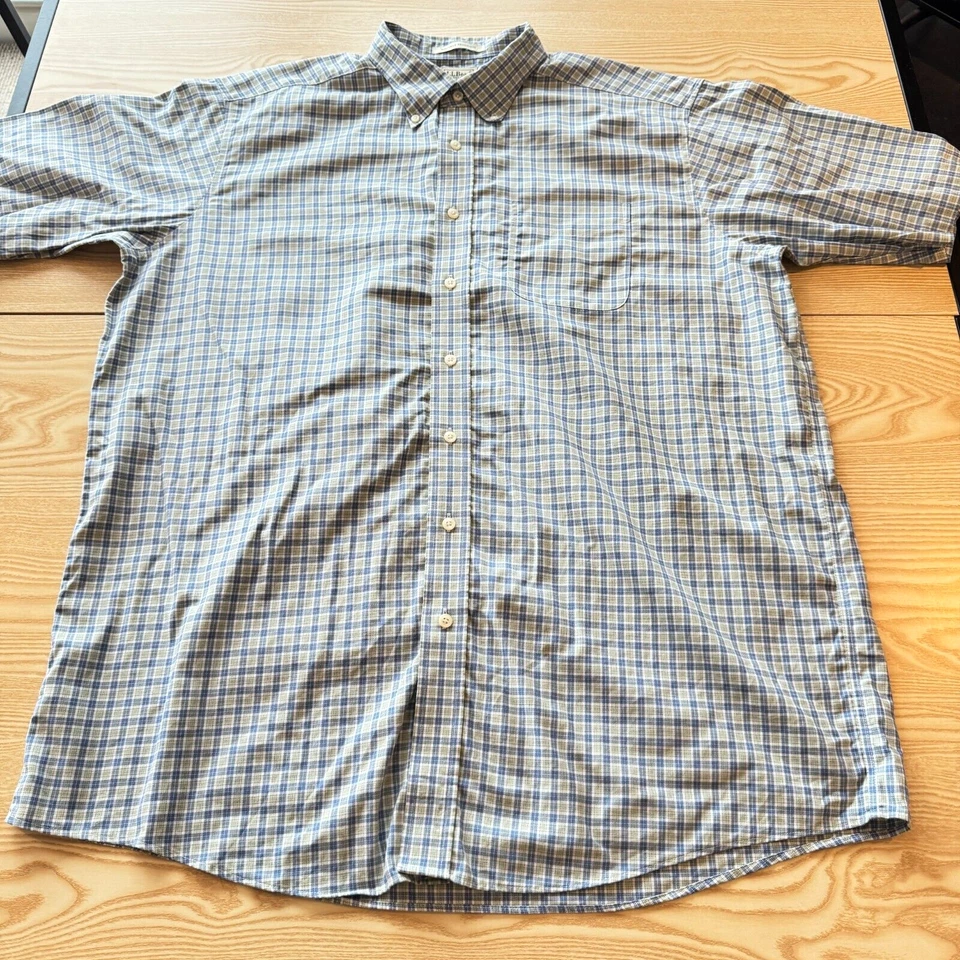 L.L.Bean XL Tall Shirt Mens Blue Green White 28" Pit-to-Pit Designer Fashion Men - Image 4 of 4